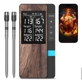 Wireless Meat Thermometer, Multi Sensors Digital Food Thermometer with Ultra-Thin Probes, App&Host Control- Accuracy Bluetooth Meat Thermometer for BBQ, Oven, Grill, Smoker