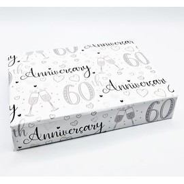 Party Angels 2 Sheets 2 Tags 60th Wedding Anniversary Wrapping Paper Champagne Glass Design Diamond Wedding Anniversary Giftwrap (PA)