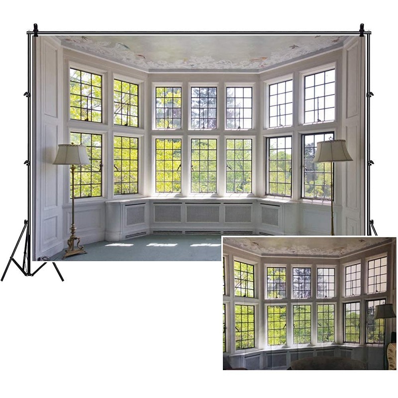CSFOTO Polyester 8x6ft Big Bright Window Backdrop Zoom Room Background