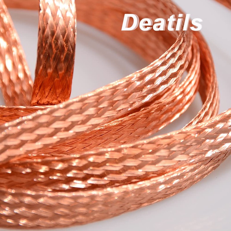 QuQuyi Copper Braided Ground Strap, 9.84ft x 5/8" Flat Tinned