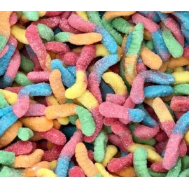 Sour Neon Gummy Worms Candy Bulk Gummi - ONE POUND BULK CANDY
