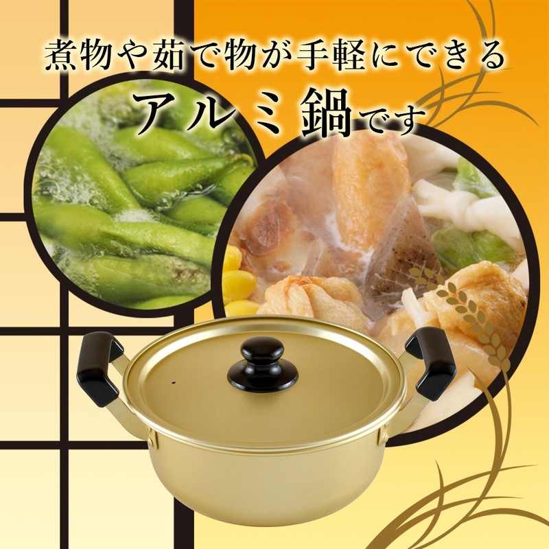 Hōmian Two-Handled Aluminum Pot, 7.1 inches (18 cm), For Gas