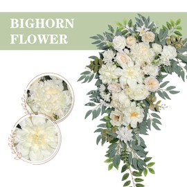 BMQDSM Wedding Arch Flowers with Drapes (Set of 3) Wedding Decor and Wedding Arch Draping Artificial Flower Arrangements Wedding Decorations for Reception Wedding (White Champagne)