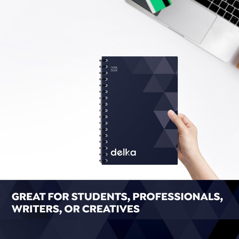delka A4 Wirebound Notebooks, Ruled Pages, Durable Spiral Binding, Premium