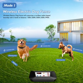 ABHY Wireless Dog Collar Fence, 2 in 1 Remote Trainer & Electric Dog Boundary System, Waterproof Wireless Pet Fence for The Yard, Adjustable Pet Training Collar Receiver for Small Medium Large Dogs