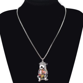 DOWAY Enamel Sitting Pug Dog Necklace for Women Girls Pet Pendant Chain Metal Jewelry Gift, enamel, sandstone