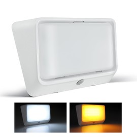 Obeaming RV Porch Light w/Switch 2CCT White Amber Switchable 12V Campervan Exterior Utility LED Replacement Light for Camper Motorhome Caravan and Truck, 410 Lumen & Red Nightlight