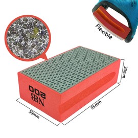 NBB Hand Diamond Cut Sanding or Polishing Pad with Flexible Sponge Backing for Grinding Stone, Granite, Ceramic, Tiles, Glass, Wood, Metal (10, 200#)