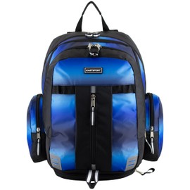 Eastsport Extra Large Backpack Expandable Oversized For Travel Hiking Work Camping Sports Outdoors With Drawstring Bag 18x13.5x9.5 Mochila De Viaje Blue Ombre Black
