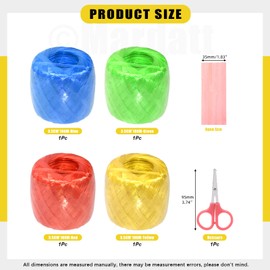 Mardatt 5Pcs 4 Colors Polyester Nylon Plastic Rope Twine Twine with Scissors, 180m Length Household Twine String Bundled for Gardening Binding Decorations Craft Bag Tying Packaging Parcels