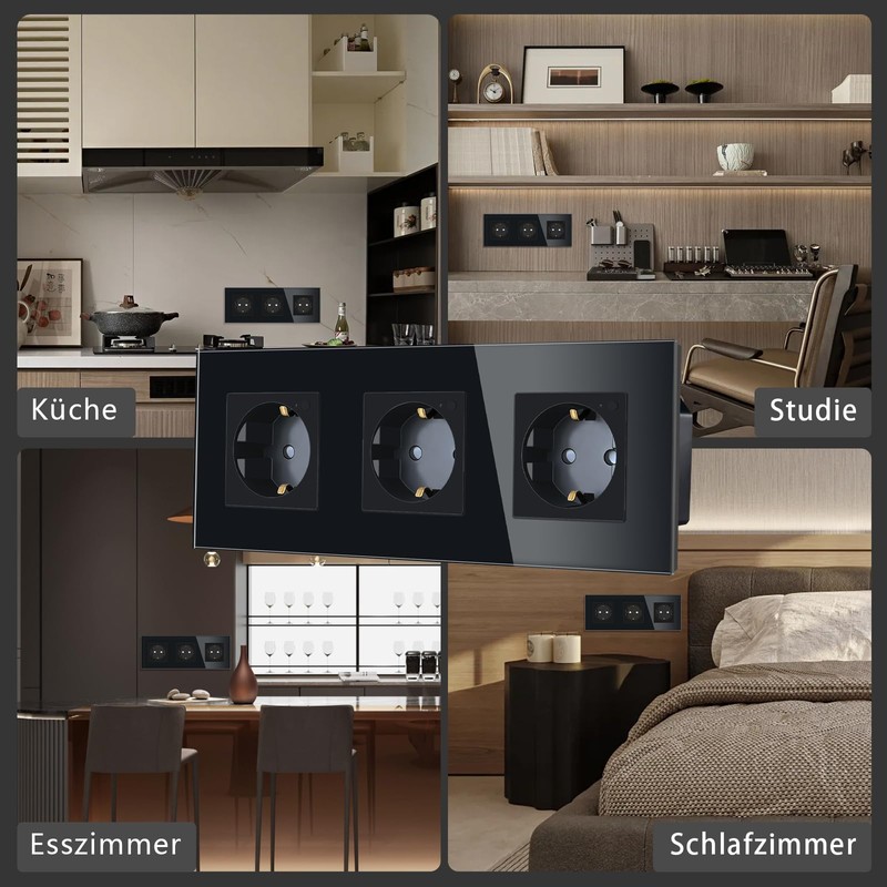 TAWOIA Schuko Smart Socket, 3 Compartments, 16A, App Control, Works
