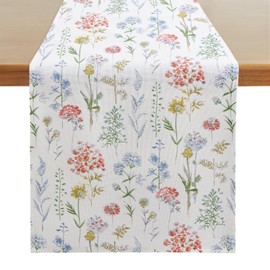 Softalker - Camino de mesa de primavera con hojas florales, 13 x 90 pulgadas, decoración de mesa de comedor de cocina y verano, decoración de temporada para uso en interiores y exteriores