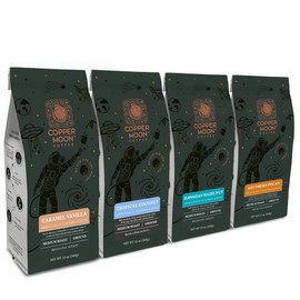 Copper Moon Coffee Flavored Variety Pack, Ground - Caramel Vanilla, Tropical Coconut, Hawaiian Hazelnut, Southern Pecan, 48 Oz