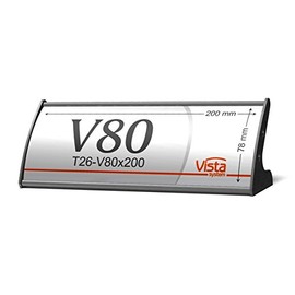 Altavista Signs NAME PLATE SIGN HOLDER TABLE DESK STAND FRAME DISPLAY CURVATURE DESIGN SILVER ALUMINUM (80 x 200 mm)