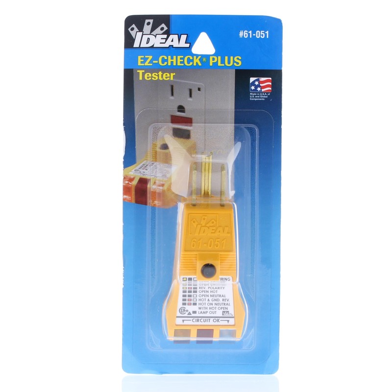 IDEAL Electrical 61-051 E-Z Check Plus GFCI Receptacle Circuit Tester,