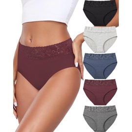 Altheanray pact underwear women Lace Bikini Panties for Women Breathable Hipster Comfort Stretch(PX3020M-BG)