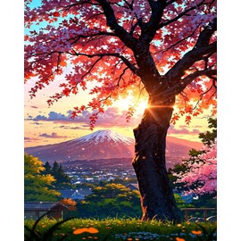 Yunruily Sunset Canvas Paint by Numbers for Adults-Landscape Paint by Numbers Kits for Adults,Mountion Painting by Number Kits on Canvas Perfect for Gifts Home Wall Decor(16x20inch)