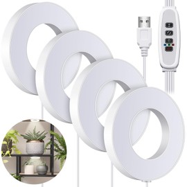 Tujoe Quad Head Indoor Plant Lights for Growth Ceiling Grow Lights for Indoor Plants 196 LED Full Spectrum LED Grow Lamp 5v Safe Voltage Lamp with 4/8/12h Auto Switch 4 Dimmable Brightness Levels