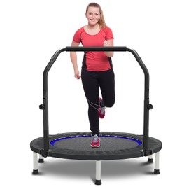 HYD-Parts 40" Mini Trampoline for Adults and Kids Exercise Rebounder with Adjustable Bar Fitness Trampoline Indoor Max Load 330lbs