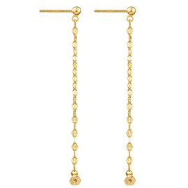 QASYKAY 925 Sterling Silver Dangle Earrings for Women Tassel Piercing Earring 14K Gold Fringe Earrings Hypoallergenic Kiss Chain(Threader Solo)