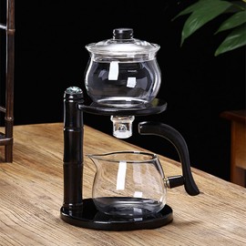 RORA Glass Tea Set Coffee Set Magnetic Water Diversion Rotating Cover Bowl Semi Automatic Tea Maker Lazy Teapot Kungfu Tea Set Coffee Set