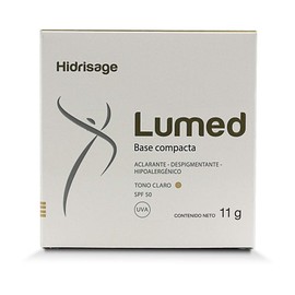 Lumed Base de Maquillaje Compacta, Aclarante y Despigmentante, Protector solar SPF 50, estuche con 11 gr (Tono Claro)