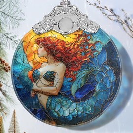 Christmas Ornament - Stained Glass Mermaid Ornament - Christmas Home Decor - Christmas Tree Ornament - Holiday Ornament - Holiday Present Ideas - Gift Exchange