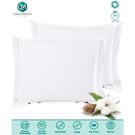 Cotton Metrics Heavy Quality European Square Pillow Shams Set of 2 White 610TC 100% Organic Cotton Euro Pillow Shams 22x22 Pillow Cover, Cushion Cover Euro Size