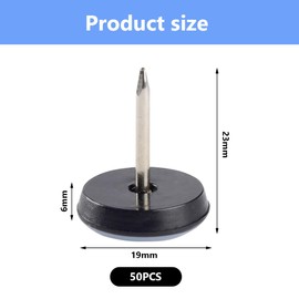 DAGORD Pack of 50 Teflon Furniture Glides with Nail 19 mm Furniture Glides Round Teflon Glides PTFE Chair Glides Teflon with Nail Furniture Glides for Heavy Furniture Chairs Tiled