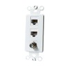 BUPLDET 2 Ethernet 1 Coax Wall Plate Insert - Dual