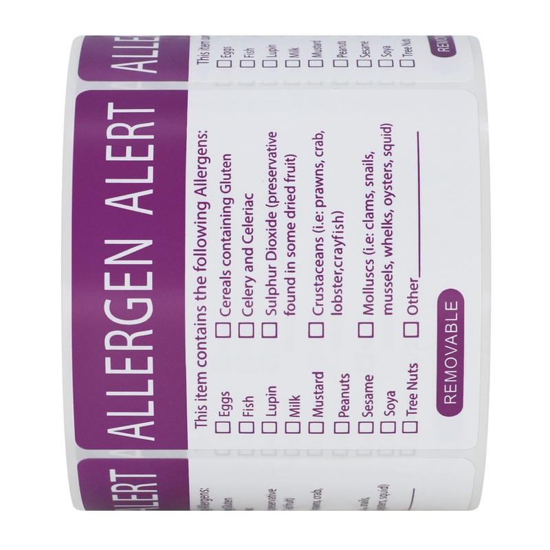 Hycodest 50x50mm 300 pcs Food Allergen Warning Labels Removable No