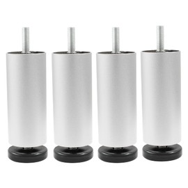 Bonsicoky 4 Inch Silver Furniture Legs Set of 4, Aluminum Alloy M8 Thread Replacement Sofa Legs for Cabinet, Cupboard, Desk