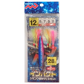 MARUSHINGYOGU Impact Jigging Embankment Sabiki Set, No. 12, 0.9 oz (28 g), BP (Blue Pink)