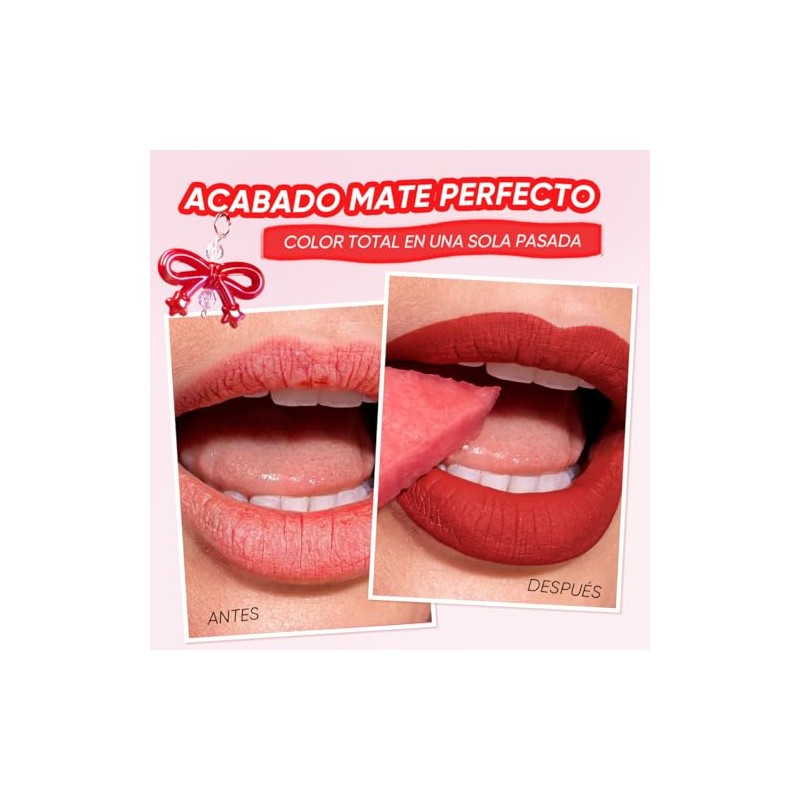 Lip Tint con Cadena, Tinta para labios, Acabado Mate, 24H