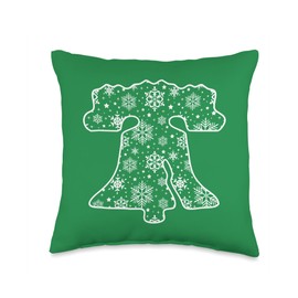Philadelphia Christmas PA Lover Liberty Bell Snowflakes Throw Pillow