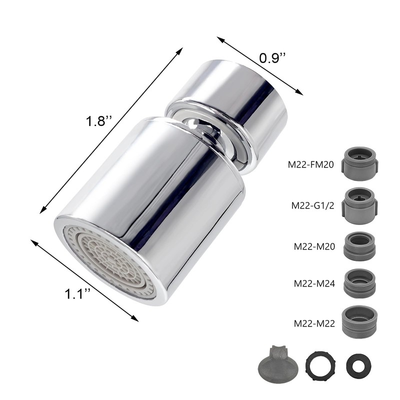Ainkou Swivel Faucet Aerator, 360 Degree Rotate Kitchen Sink Faucet