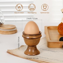 INGOFIN 4pcs Ceramic Egg Cups, Egg Holder for Hard Boiled Eggs, Store and Serve Egg Holder, Tray Kitchen Gadgets Tools, for Home Breakfast & Cafe Decor, Blue&Beige