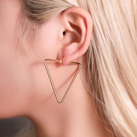 Triangle Earrings for Women Gold Geometric Earrings Minimalist Square Earrings (B)