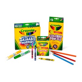 Crayola Back To School Supplies, Grades 3-5, Ages 7, 8, 9, 10, Contains 24 Crayons, 10 Washable Broad Line Markers, and 12 Colored Pencils [Amazon Exclusive]
