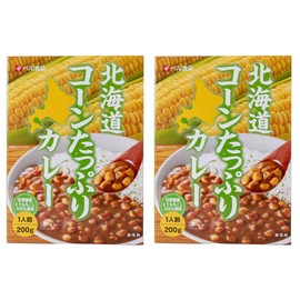 Hokkaido Curry with Plenty of Corn Curry, Medium Spicy, 7.1 oz (200 g) x 2 Pieces (Crushed Corn Curry) with a crispy texture and 2.8 oz (80 g) per serving