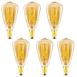 Vintage Edison Light Bulbs, E12 Candelabra Light Bulbs, 60W Dimmable Incandescent Bulb, 110-130v, Amber Warm,ST48 Squirrel Cage Filament Edison Bulb,Light Fixtures Decorative 6-Pack