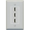 RiteAV - 3 Port HDMI 2.0 Decorative Wall Plate - 1 Gang [Gray/Gray]