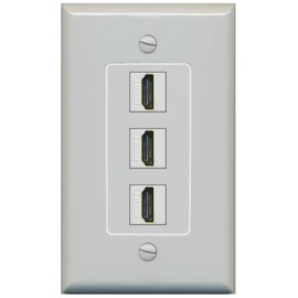 RiteAV - 3 Port HDMI 2.0 Decorative Wall Plate - 1 Gang [Gray/Gray]