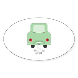 CafePress Just Married Car Sticker Oval Car Bumper Sticker