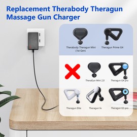 GnoTis 15V Charger for Theragun Mini, Theragun Prime, Fusion Massage Gun Therabody Percussion Massager Travel Adapter, Power Cord Small Massager Charging Cable Professional Massage Gun Accessory