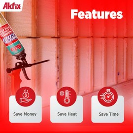 Akfix Thermcoat Spray Foam Insulation 120 sq ft (6x27.1 oz) - R-Value 11.32/2 inch Closed Cell Expanding Wide Sealant Thermal Insulation for Walls and Attic - Gun&Cleaner NOT Included