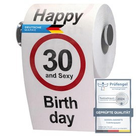 GOODS+GADGETS GOODS+GADGETS Lustiges Fun Klopapier zum 30. Geburtstag Toilettenpapier Geschenkartikel Geburtstags-Dekoration 30 und Sexy!
