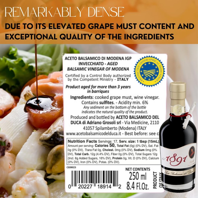 ACETO BALSAMICO DI MODENA DEL DUCA Since 1891 AGED Italian