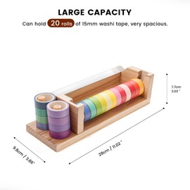 MOLSHINE Wood Multi Washi Tape Dispenser,One-Handed Operation Masking Tape Cutter,Tape Roll Storage Holder for Handicraft,DIY,Gifts Wrapping (Wood Original Color)