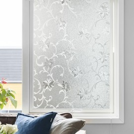 ANT Decorative Window Privacy Film, Window Decorations Tinting, Stained Glass Non Adhesive Static Cling Removable Frosting All-Weather & Fade-Proof, Indoor Outdoor Use (Bauhinia, 17.7inch x 10ft)